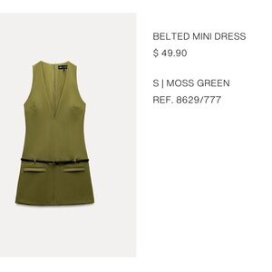 Zara Olive Green Belted Mini Dress